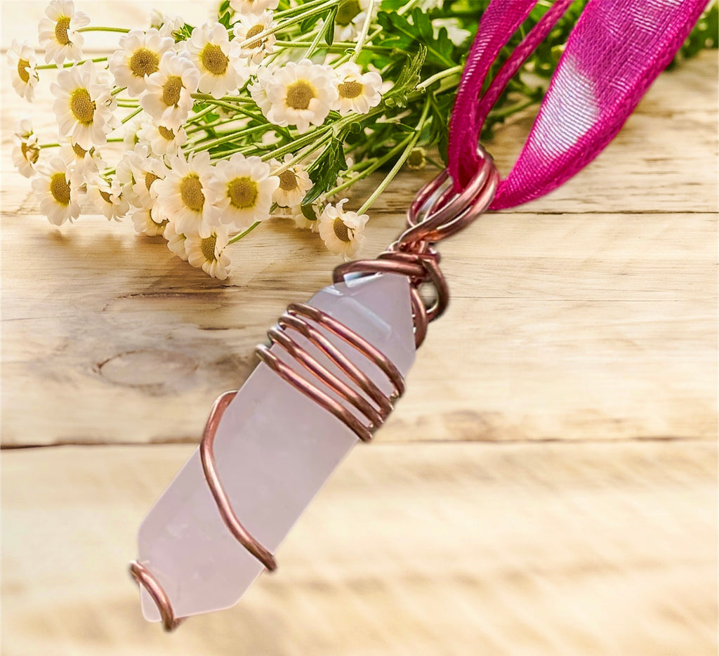 Rose Quartz Wire Wrapped Point - Connie’s Crystals 