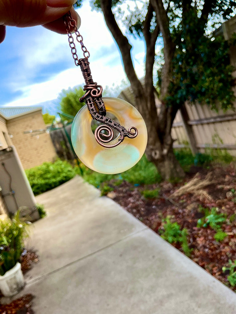 Donut Agate Wire Wrapped Pendant - Connie’s Crystals 