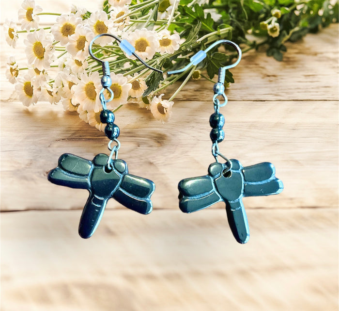 Haematite Dragonfly Earrings - Connie’s Crystals 