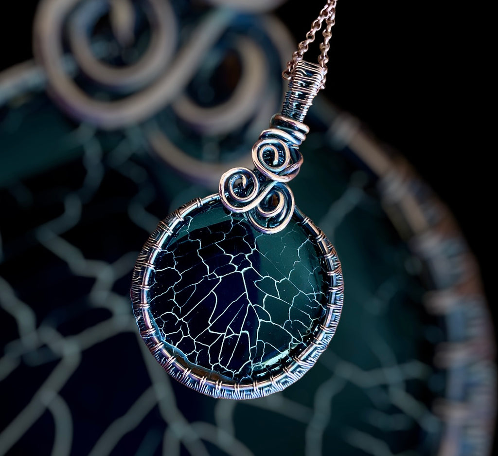 Black Fire Agate Wire Wrapped Pendant - Connie’s Crystals 