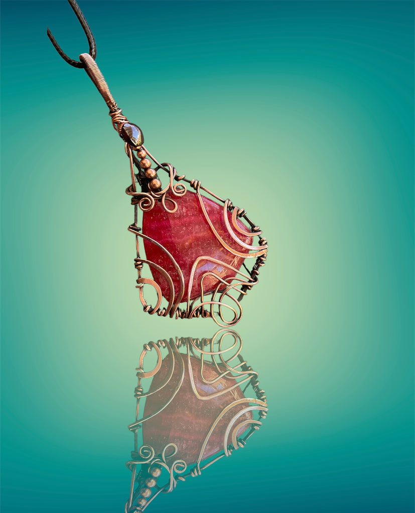Rhodochrosite Wire Wrapped Pendant - Connie’s Crystals 