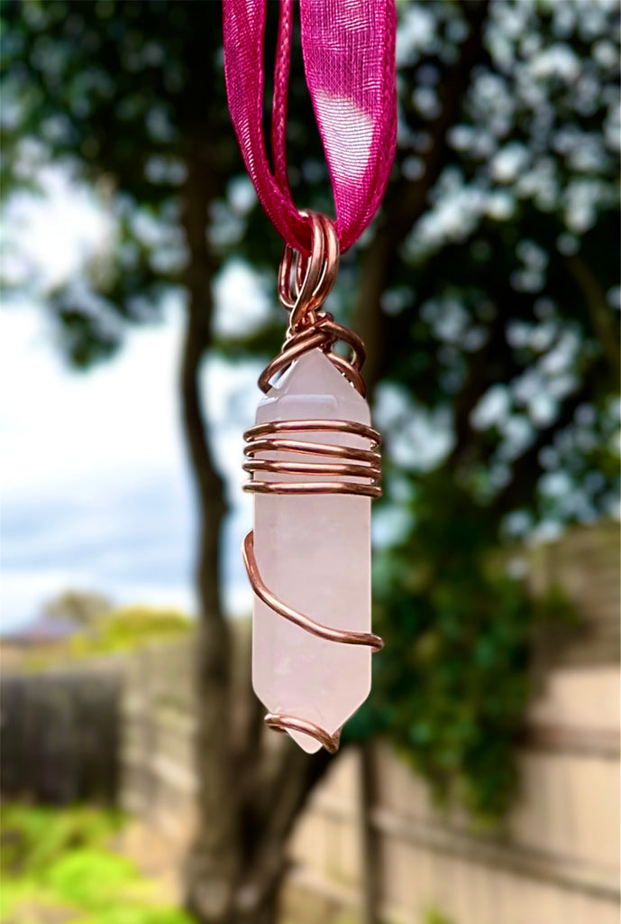 Rose Quartz Wire Wrapped Point - Connie’s Crystals 