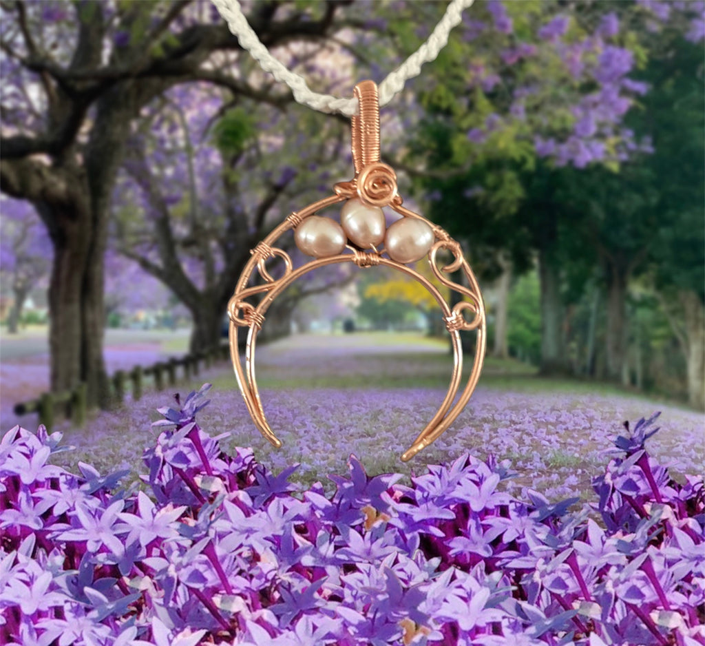 Freshwater Pearl Crescent Moon Pendant - Connie’s Crystals 