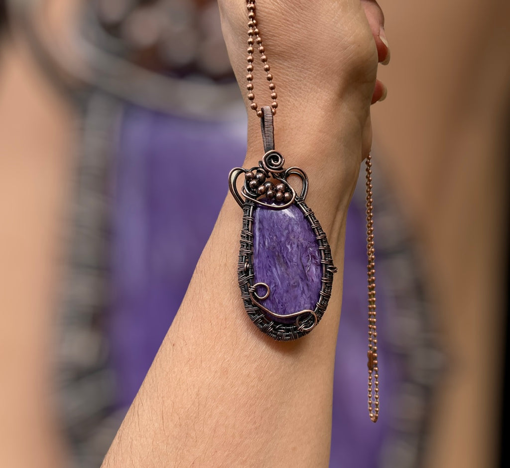 Charoite Wire Wrapped Pendant - Connie’s Crystals 
