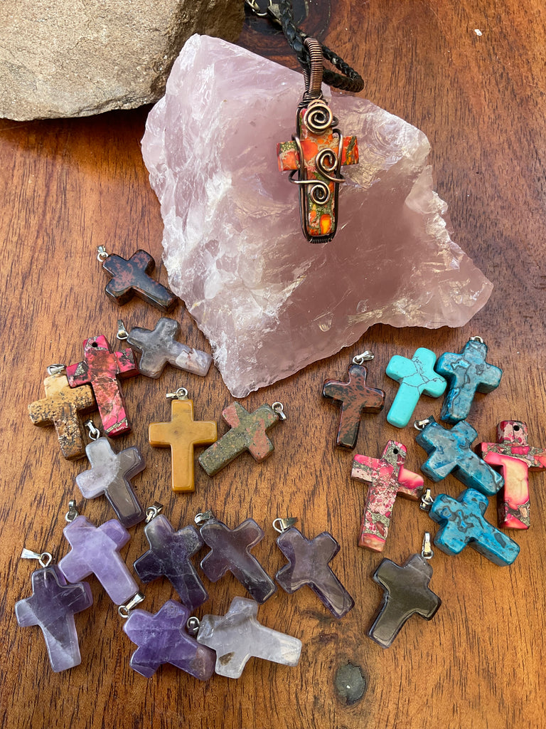 Mini Gemstone Cross Pendants - Connie’s Crystals 
