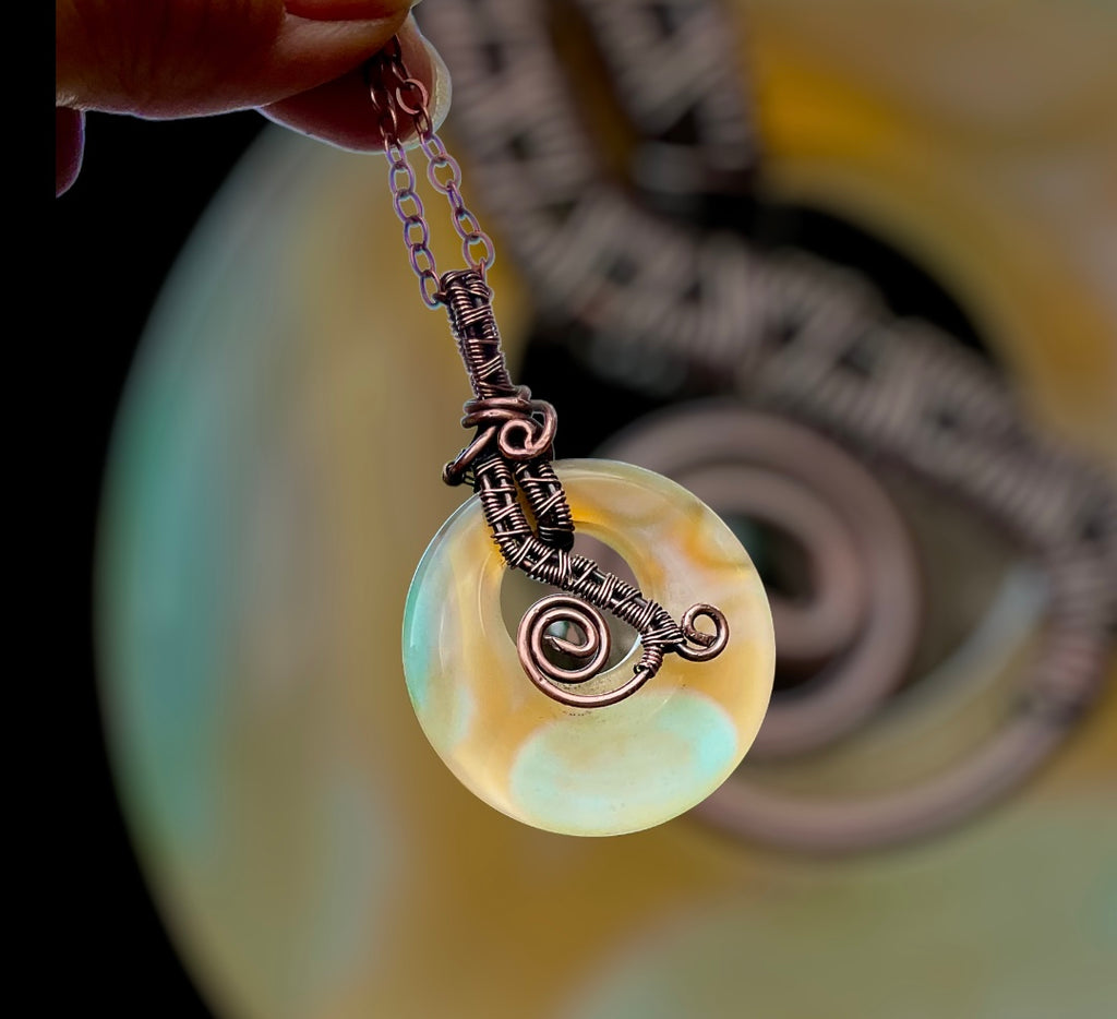 Donut Agate Wire Wrapped Pendant - Connie’s Crystals 