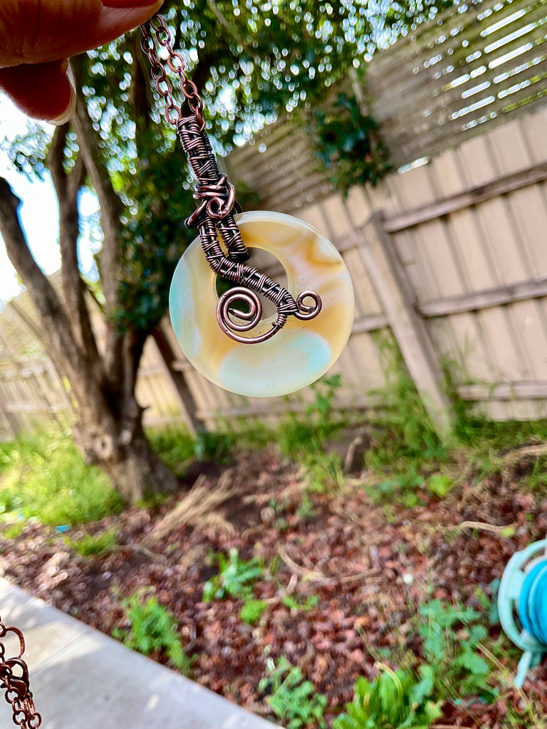 Donut Agate Wire Wrapped Pendant - Connie’s Crystals 