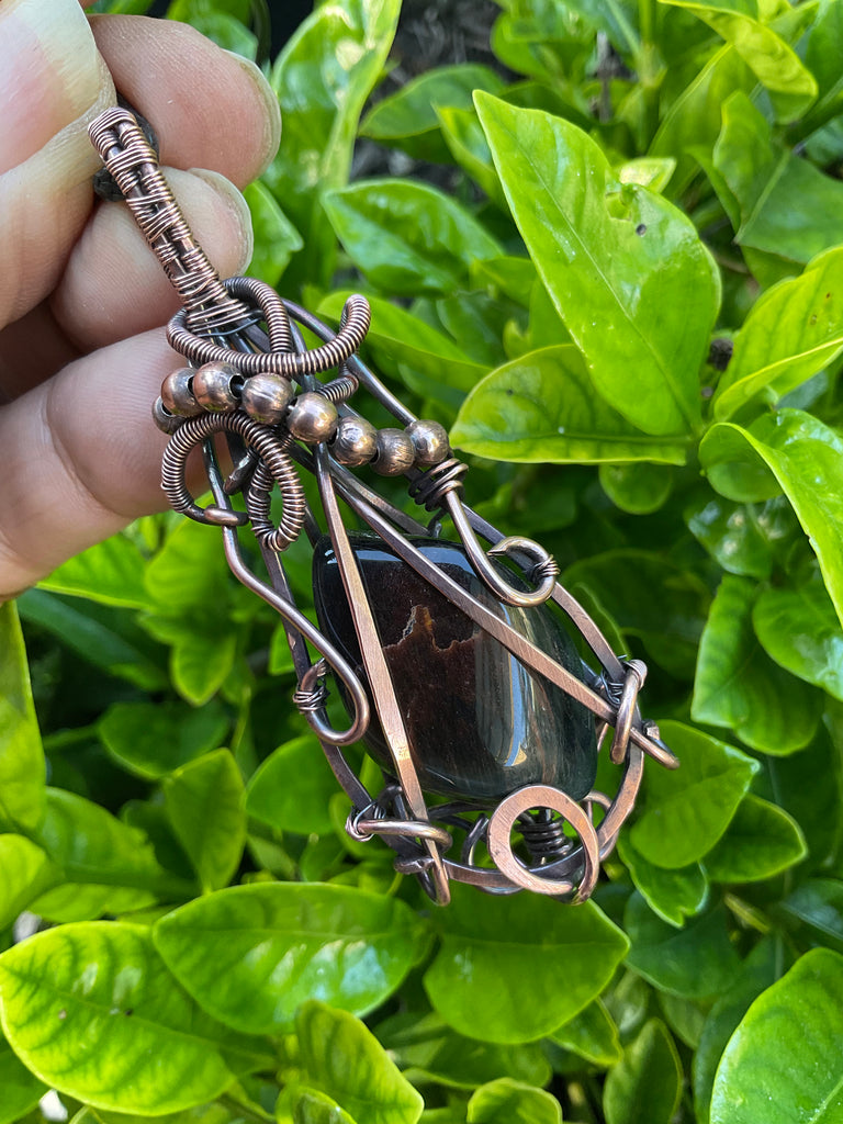 Blue Tiger Eye Wire Wrapped Pendant - Connie’s Crystals 