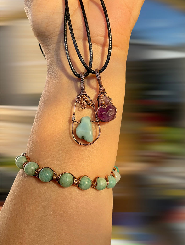 Tiger Eye, Larimar & Amethyst Pendants - Connie’s Crystals 