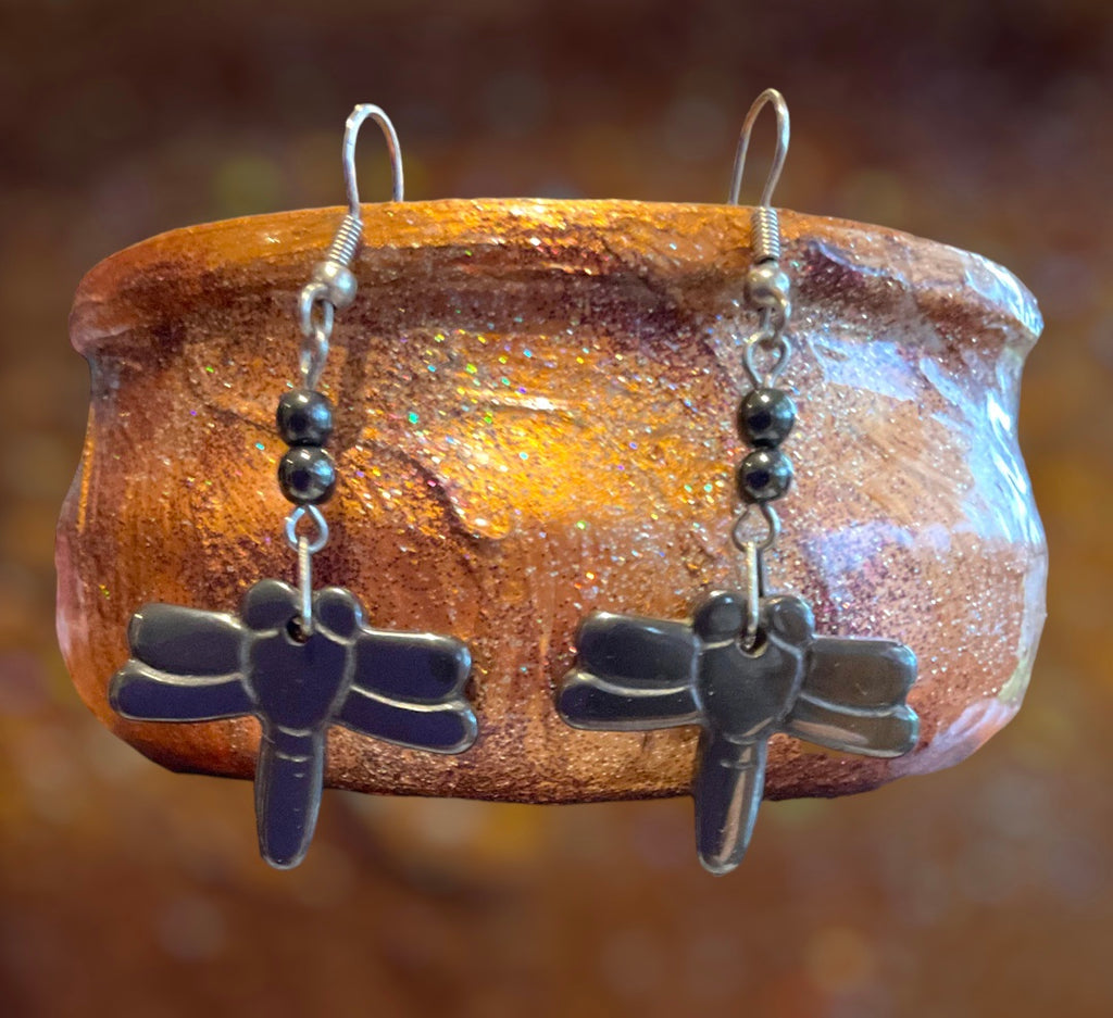 Haematite Dragonfly Earrings - Connie’s Crystals 