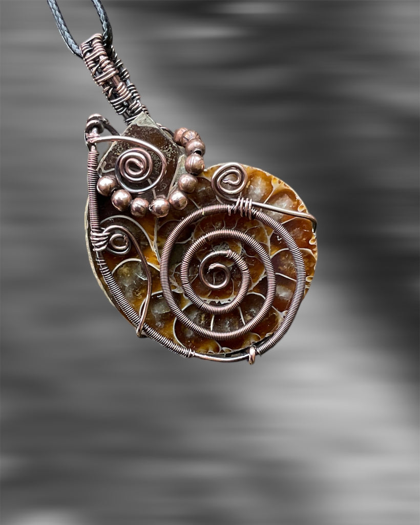 Ammonite Fossil Wire Wrapped Pendant - Connie’s Crystals 