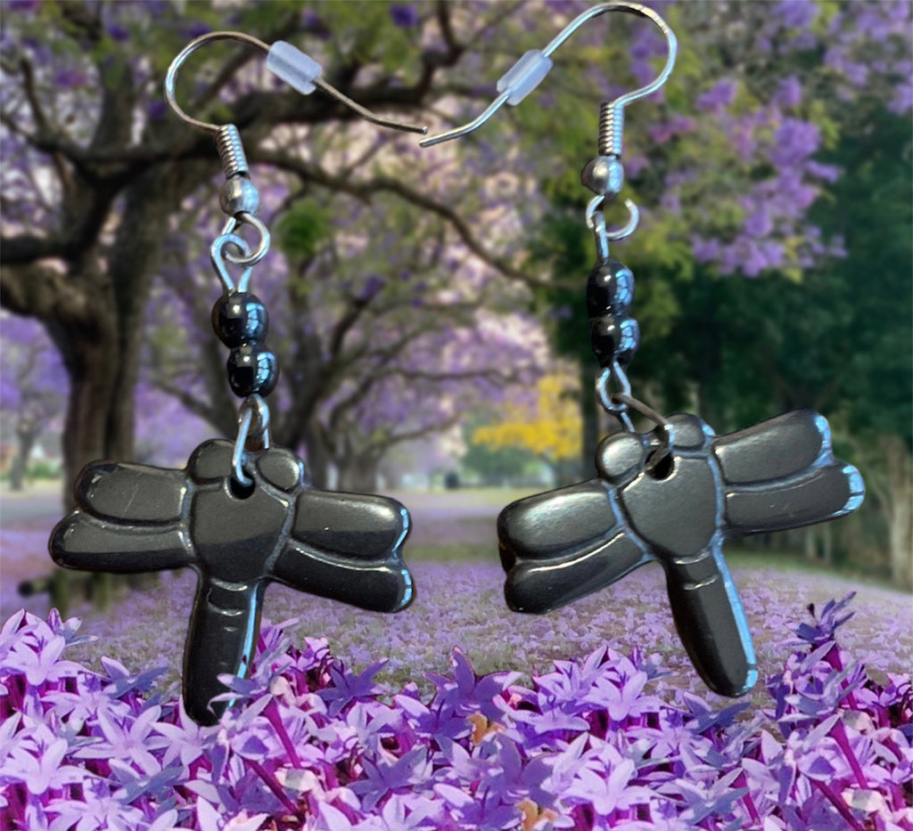 Haematite Dragonfly Earrings - Connie’s Crystals 
