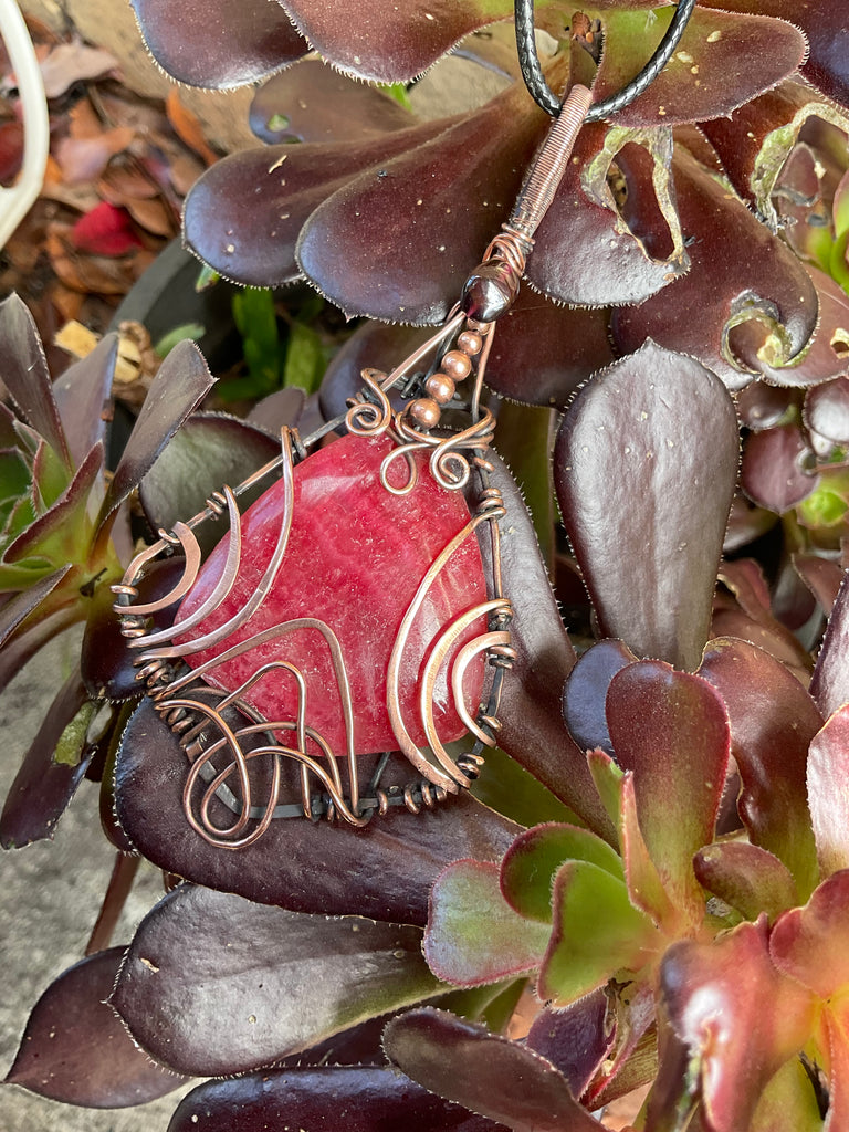 Rhodochrosite Wire Wrapped Pendant - Connie’s Crystals 