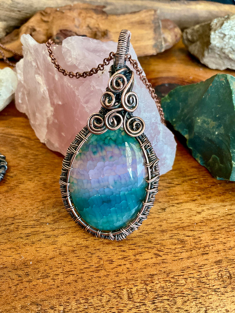 Dragon Vein Agate Wire Wrapped Pendant - Connie’s Crystals 
