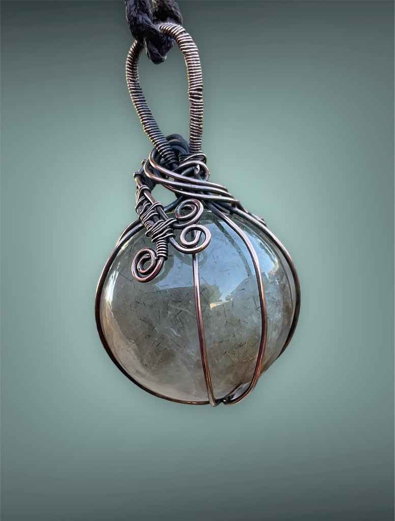 Rutilated Quartz Wire Wrapped Orb Pendant - Connie’s Crystals 
