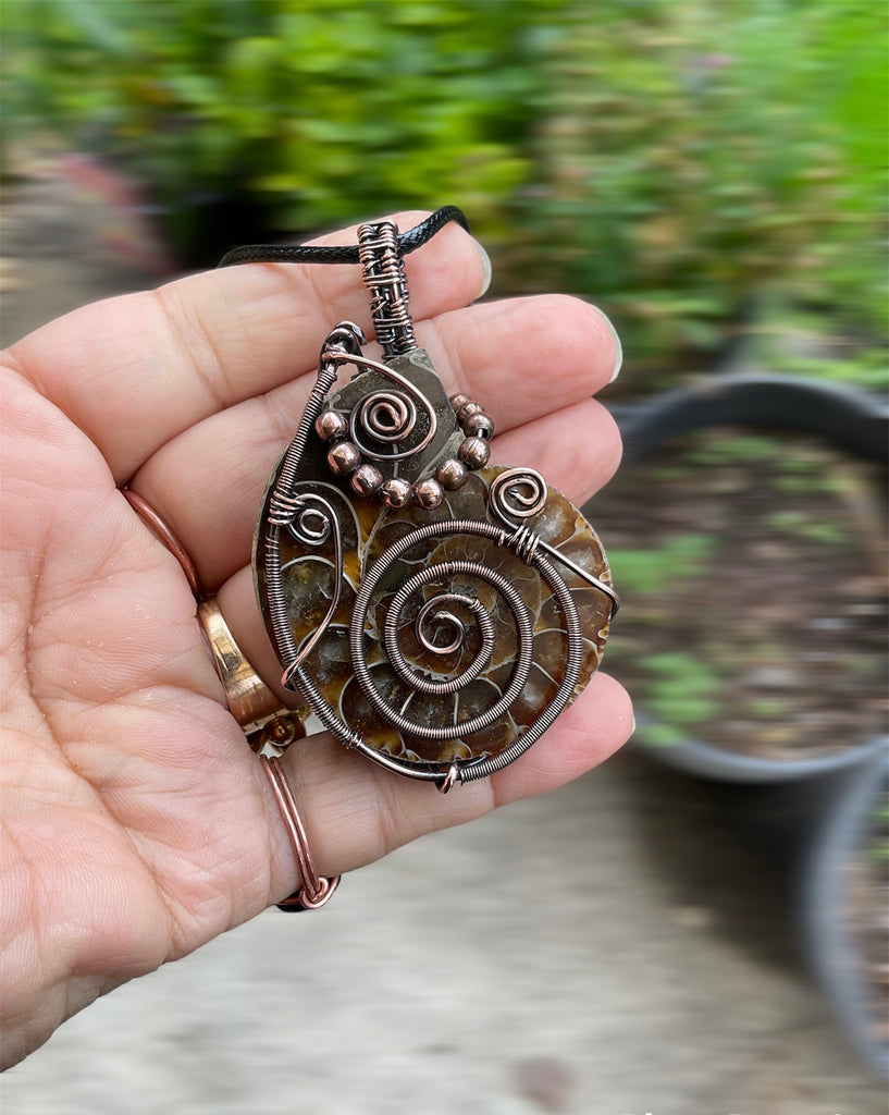 Ammonite Fossil Wire Wrapped Pendant - Connie’s Crystals 
