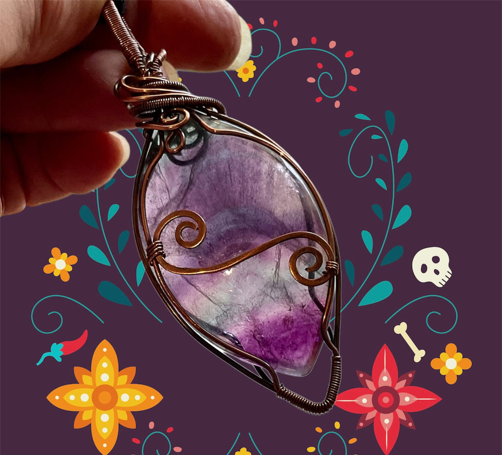 Rainbow Fluorite Wire Wrapped Pendant - Connie’s Crystals 